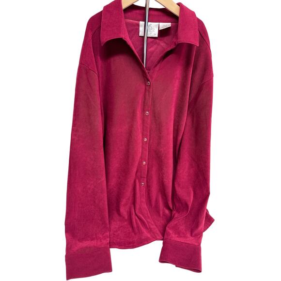 Women’s Plus size long sleeve size 24 Blouse burgundy wine colored blouse - Picture 6 of 8